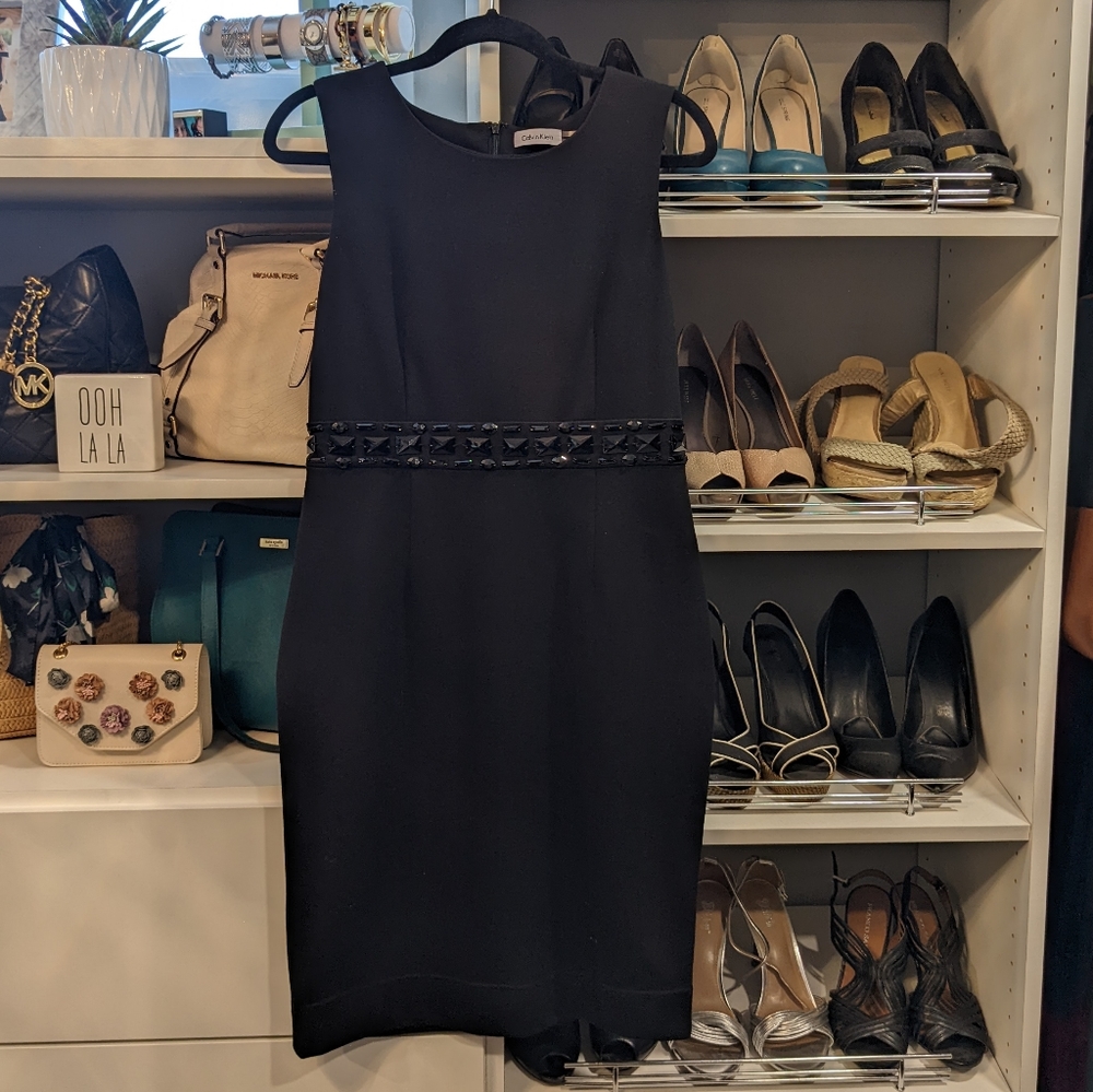 Calvin Klein Little Black Dress with Black Beading